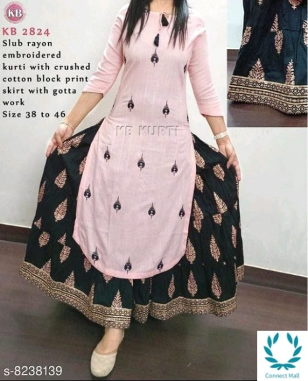 Designer Womens Kurta Set with Skirt - XL